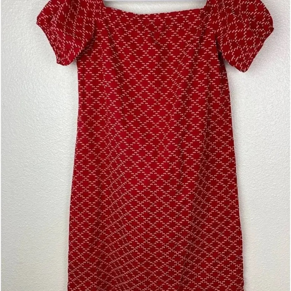 Ann Taylor Red Geometric Midi Dress